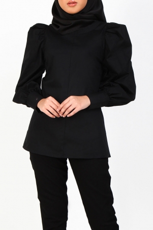 Yannie Puff Shoulder Blouse - Black