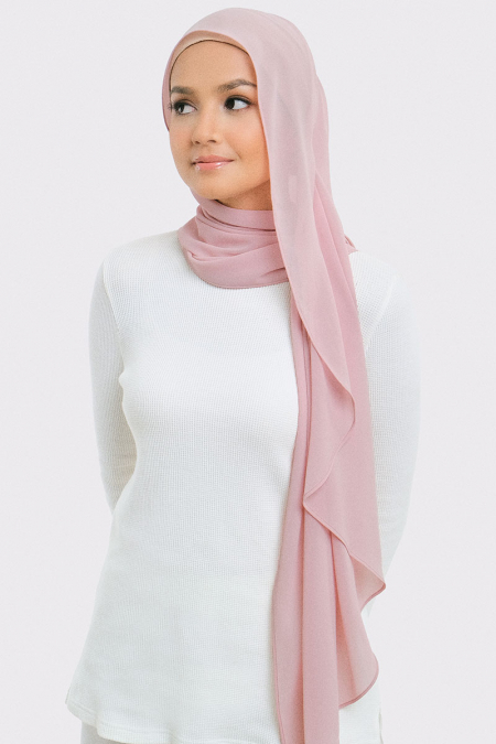 Aida Chiffon Tudung Headscarf - Primrose Pink