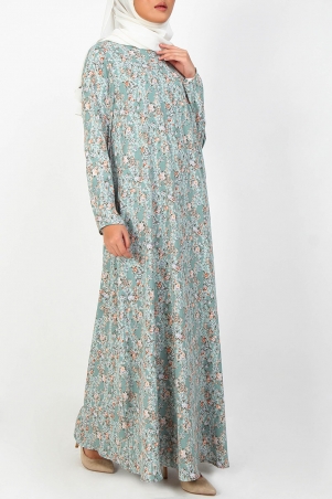 Ceyana High Neck Maxi Dress - Mint Multi Floral