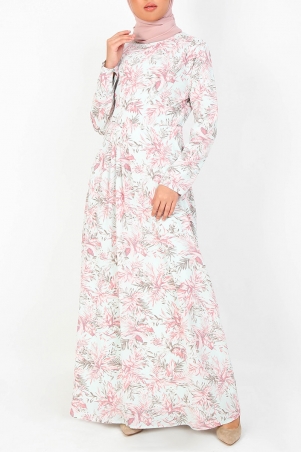 Tildah Decorative Pleat Dress - Mint/Pink Floral