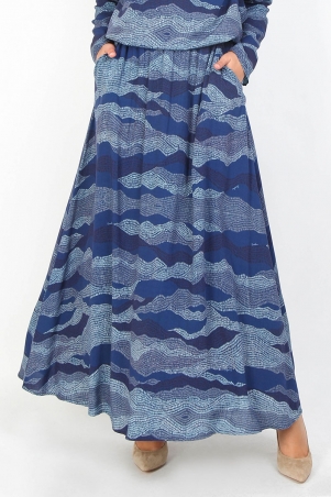 Janeva A-line Skirt - Navy Print