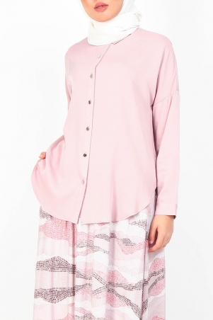 Kinleigh Front Button Shirt - Dusty Pink