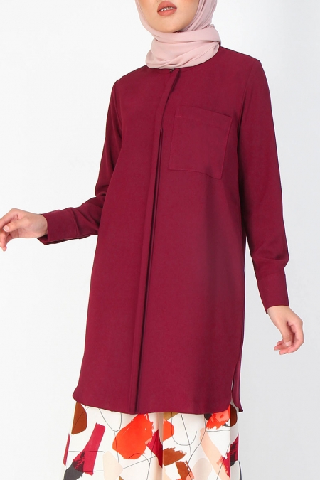 Suhayla Front Button Tunic - Cordovan