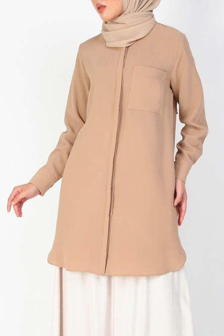 Suhayla Front Button Tunic - Light Brown