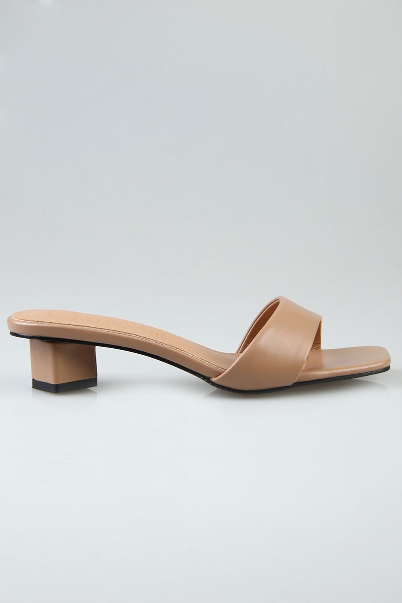 khaki block heels