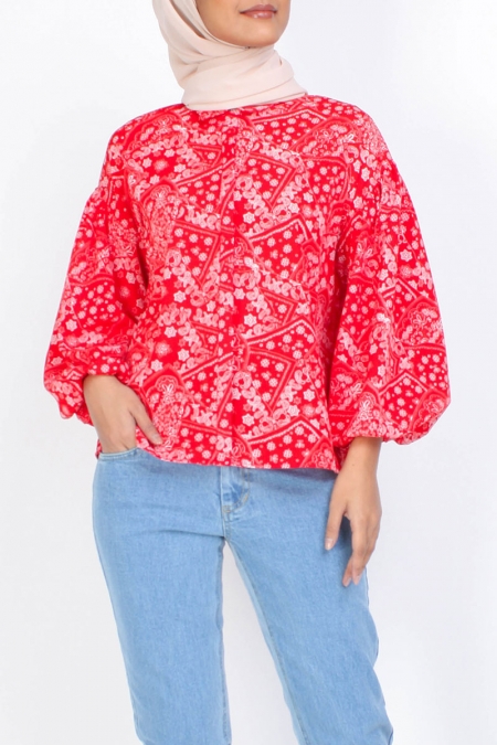 Jada Front Button Shirt - Red Paisley