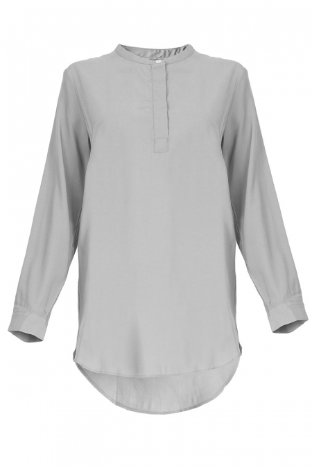 Haidence The Henley Popover Blouse - Warm Grey