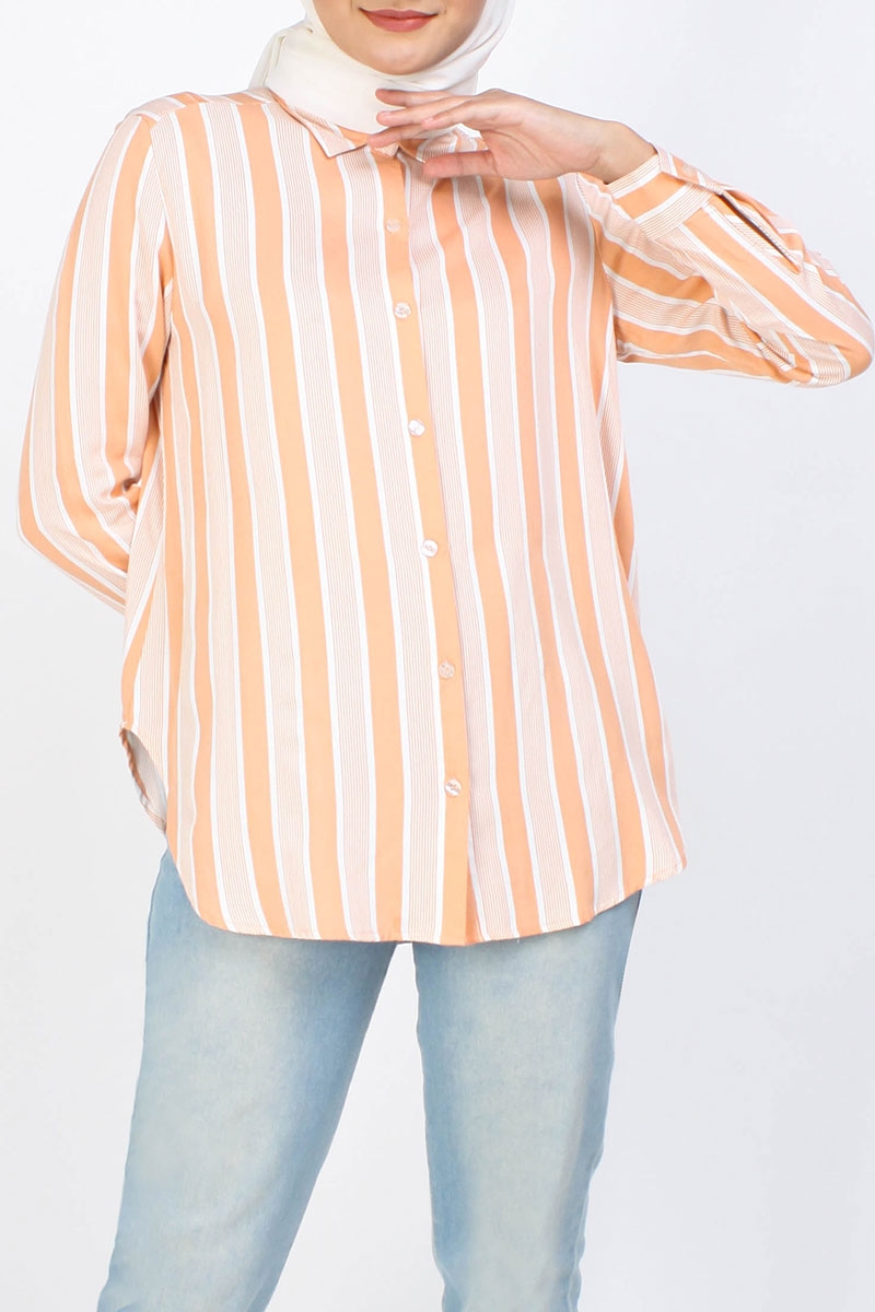 cream and orange shirt