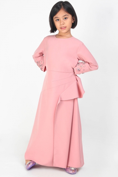 KIDS Yolganata Pleated Bodice Dress - Dusty Pink