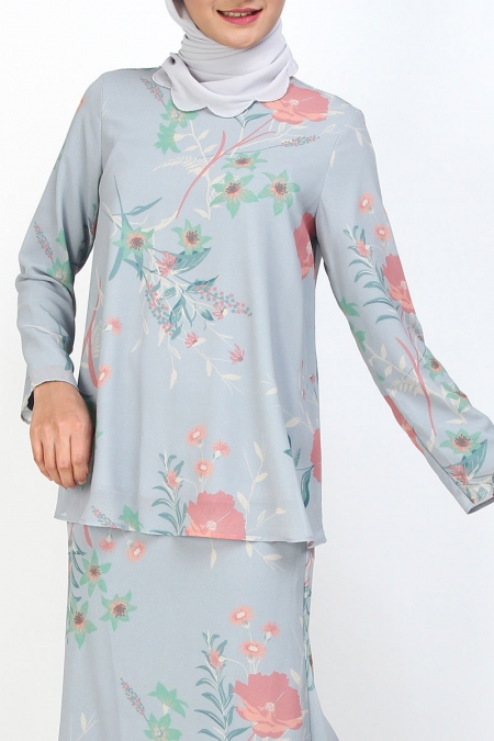 Masuya Blouse & Skirt - Grey Floral