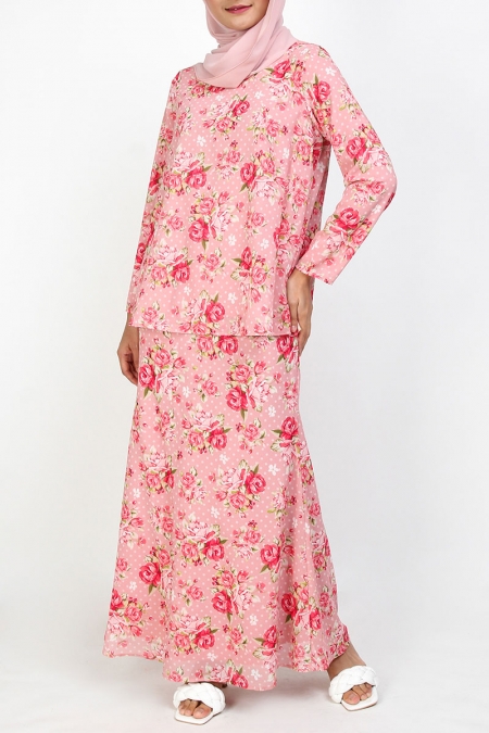 Masuya Blouse & Skirt - Pink Floral Dot