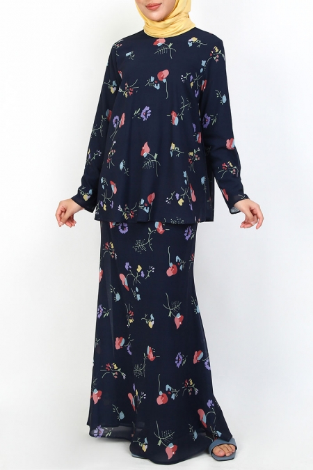 Masuya Blouse & Skirt - Navy Abstract Floral