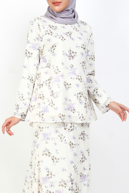 Amina Blouse & Skirt - Cream Lilac Floral