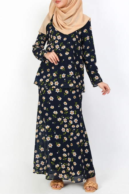 Amina Blouse & Skirt - Dark Navy Floral