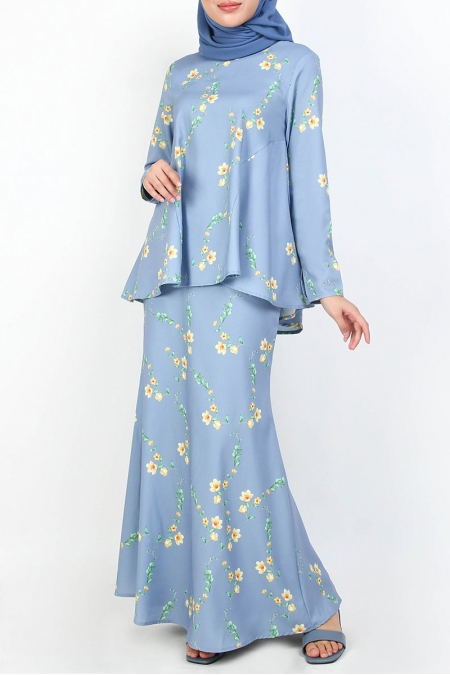 Nyjur Blouse & Skirt - Dusty Blue Floral