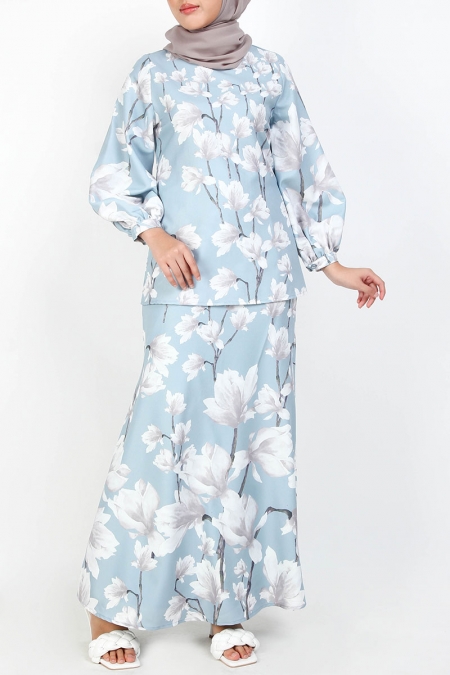 Rionah Blouse & Skirt - Dusty Blue Floral