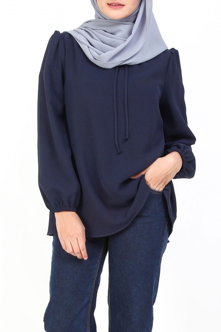 Channing Flared Blouse - Navy