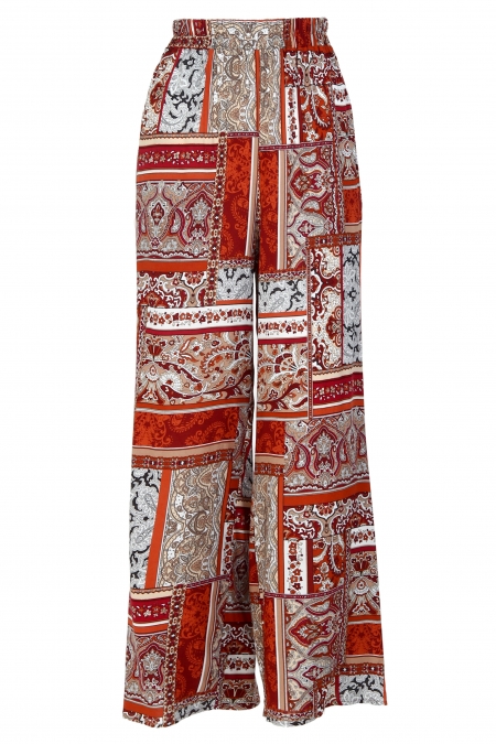 Sharmae Straight Cut Pants - Brown Print