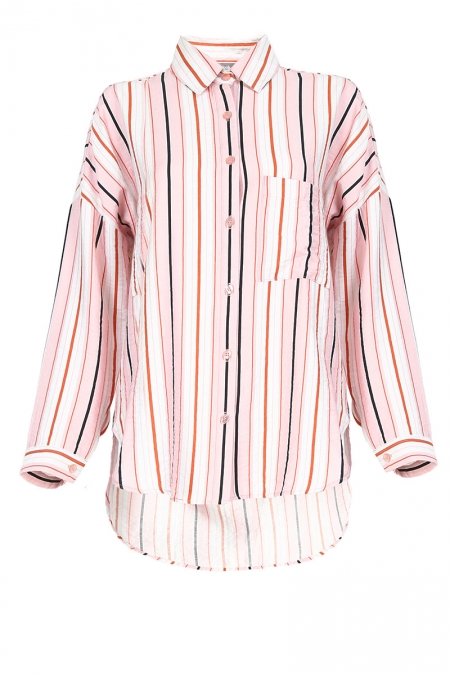Zeandra Oversized Shirt - Pink Multi Stripe
