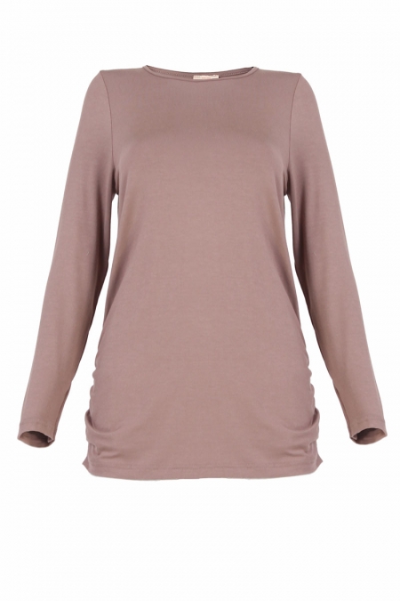 Jazz Ruched Side Blouse - Warm Taupe
