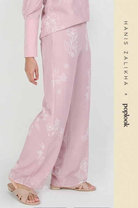 Yahasha Straight Cut Pants - Dusty Pink/Cream Floral