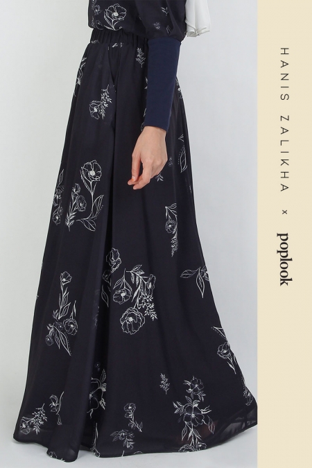 Rabiatu A-line Skirt - Black/Cream Floral
