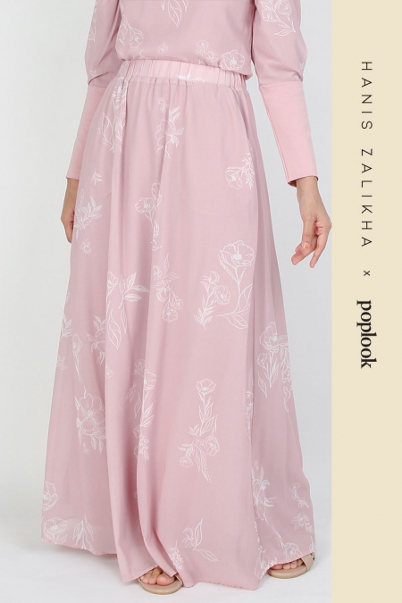 Rabiatu A-line Skirt - Dusty Pink/Cream Floral
