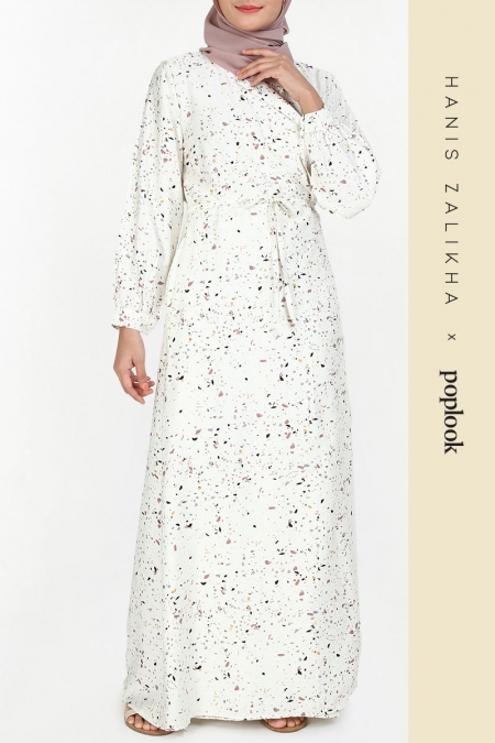 Parish Kimono Style Maxi Dress - Cream Terazzo