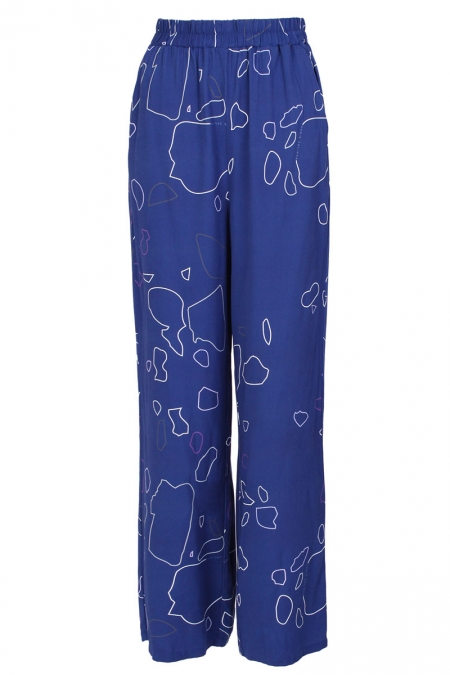 Jazara Elastic Waist Pants - Navy Outline Terazzo