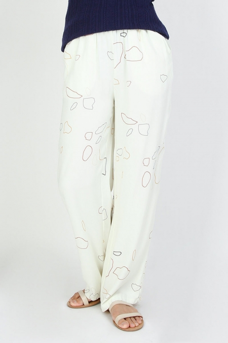 Jazara Elastic Waist Pants - Cream Outline Terazzo