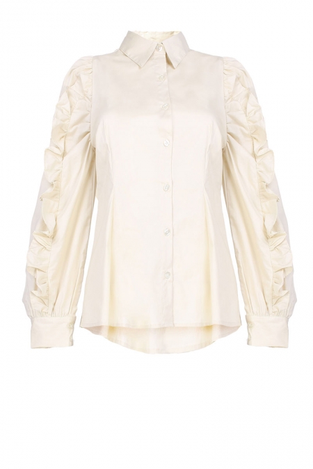 Henrianna Front Button Shirt - Light Beige