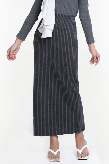 Sueanne Pencil Skirt - Heather Grey Stripe