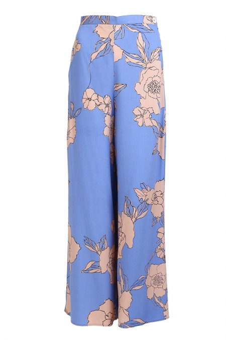 Reba Wide Legged Pants - Blue/Brown Floral