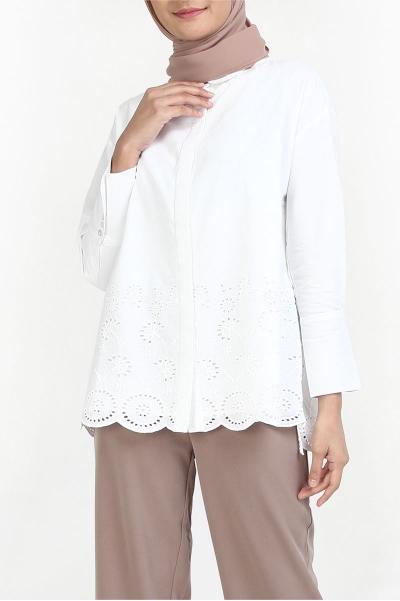 Carrera Front Button Eyelet Lace Shirt