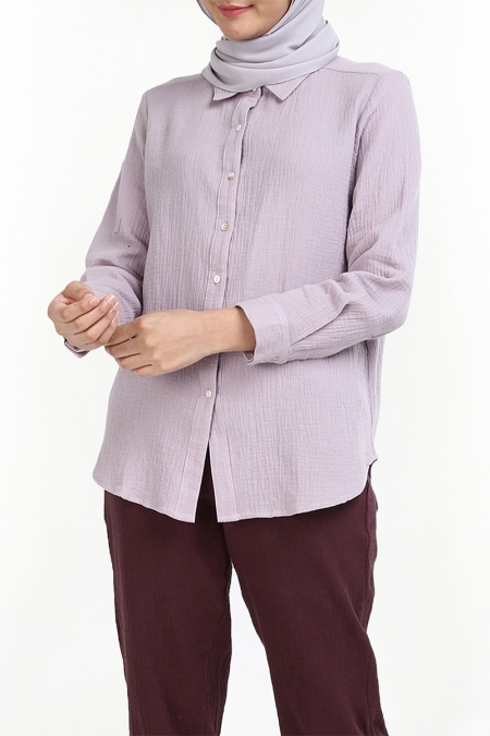 Kocawa Front Button Shirt - Dusty Lilac