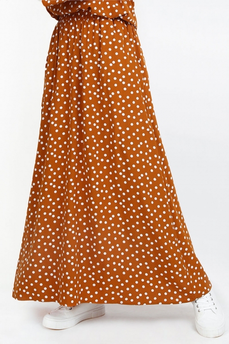 Livy A-Line Skirt - Caramel Polka