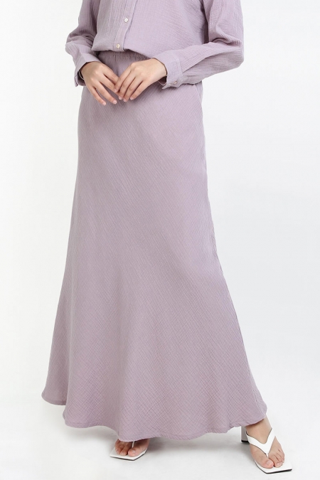 Viviana Elastic Waist Skirt - Dusty Lilac