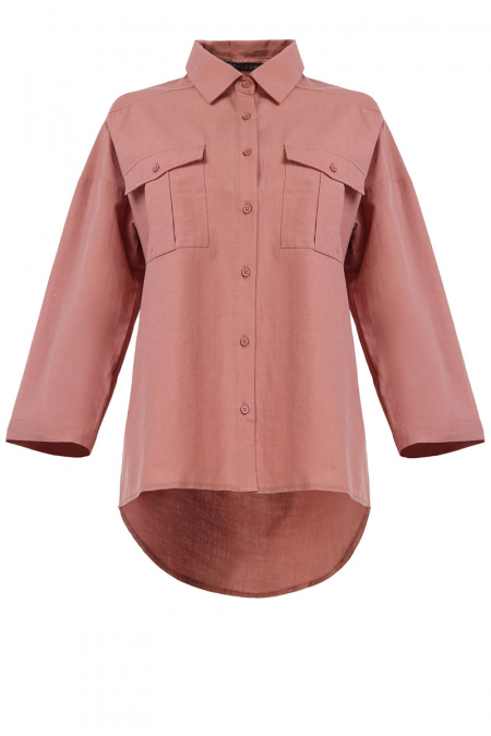 Ryabella Front Button Shirt - Dusty Brick