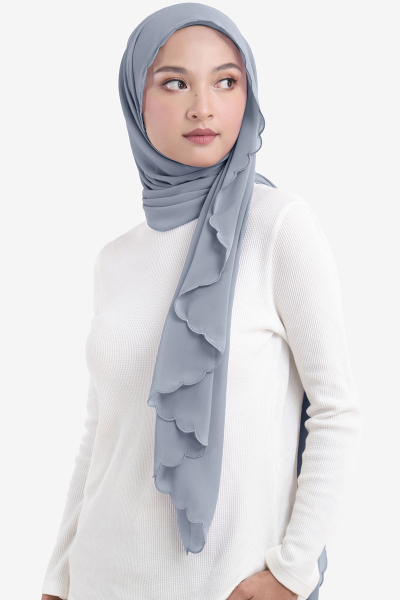 Leily Scallop Chiffon Headscarf