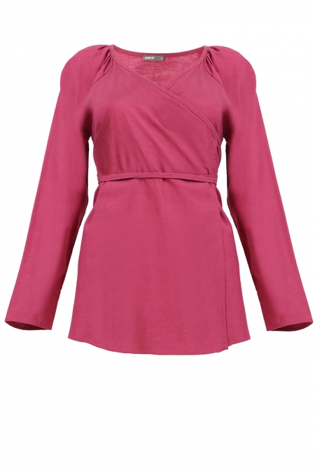 Ashmita Kimono Wrap Blouse - Baroque Rose