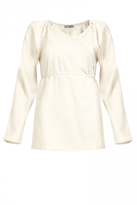 Ashmita Kimono Wrap Blouse - Heather Beige