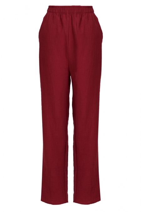 Tetiana Elastic Waist Pants - Maroon