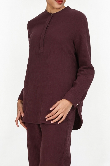 Haidence The Henley Popover Blouse - Huckleberry