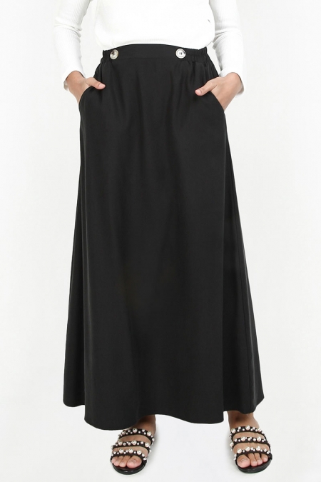 Rawan A-Line Skirt - Black