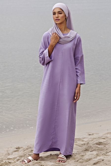 Chevon Drop Shoulder Maxi Dress - Pastel Lilac
