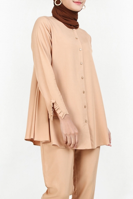 Antonia Front Button Blouse - Sand