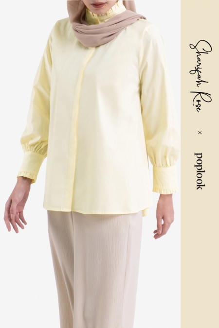 Stoya Frilled Neck Blouse - Butter Yellow