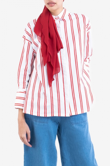 Nana Drop Shoulder Shirt - Red Stripe