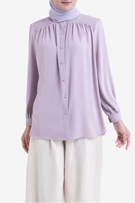 Rotceh Front Button Blouse - Lilac