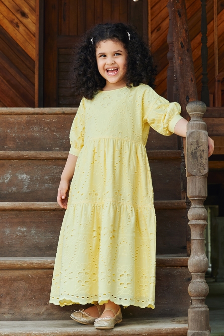 KIDS Juwita Embroidered Eyelet Dress - Chrysanthemum